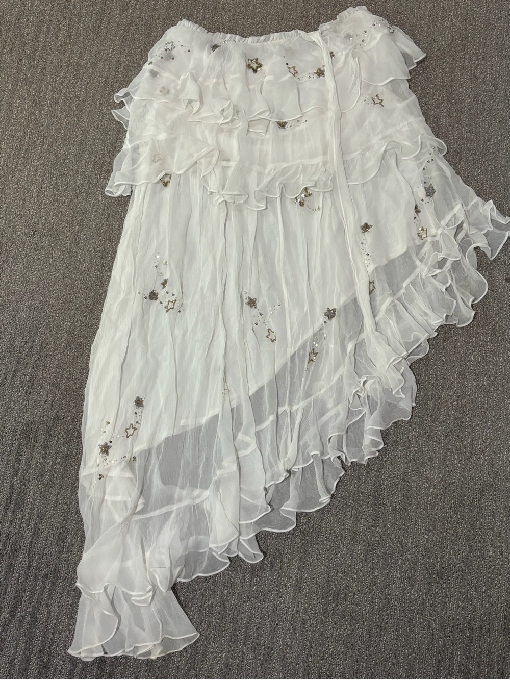 White+beading ROCOCO SAND Ruffled Asymmetrical Dress!!!